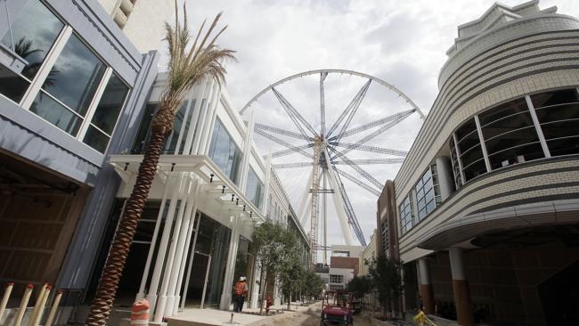 The 55-story High Roller Ferris wheel is under construction as part of the Linq development on the Las Vegas Strip. Picture: AP